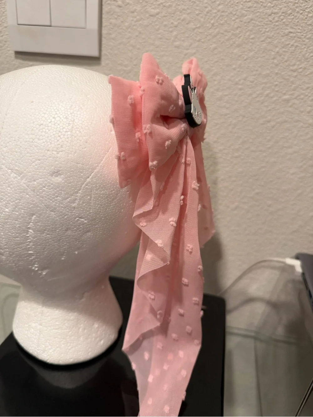 Pink Fabric “Marie” Bow Hair Clip